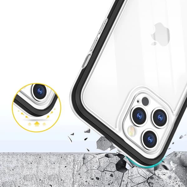 Clear 3in1 Case Skal med Ram iPhone 12 Pro - Transparent/Svart