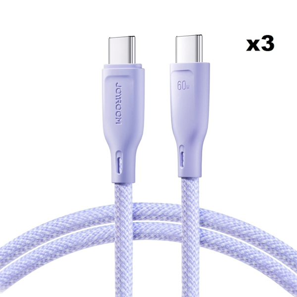 Joyroom USB C Till USB C Kabel 1m - Violett (3-pack)