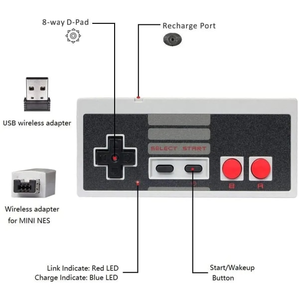 Trådlös Handkontroll Kompatibel med Nintendo Classic Mini