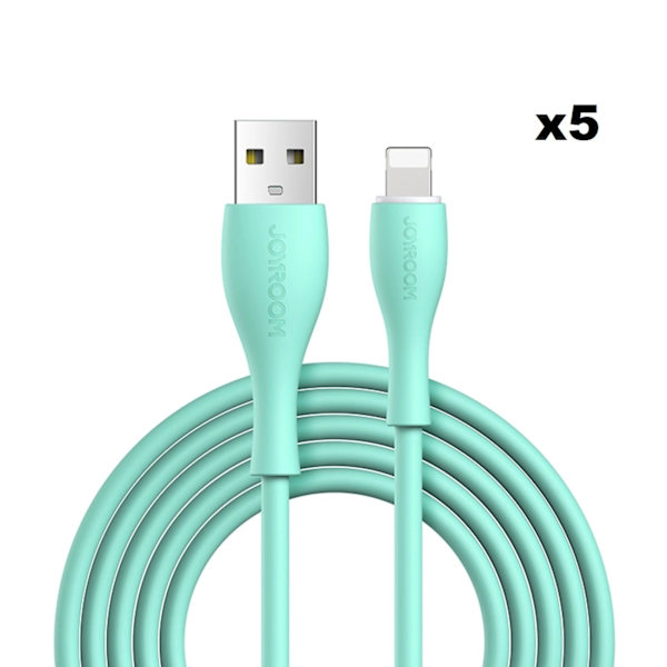 Joyroom USB Till Lightning Kabel 2m - Mintgrön (5-pack)