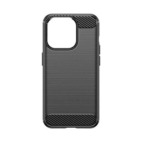 Carbon pattern flexible case for iPhone 15 Pro Carbon Case - bla
