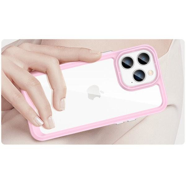 Outer Space Skal med Ram iPhone 14 Pro - Transparent/Rosa