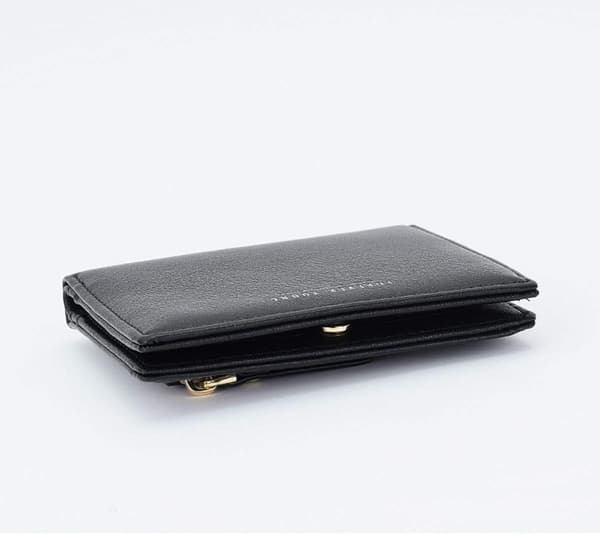 Damplånböcker Liten Bifold Läderficka Plånbok Dam Mini Kort Plånbok (svart)