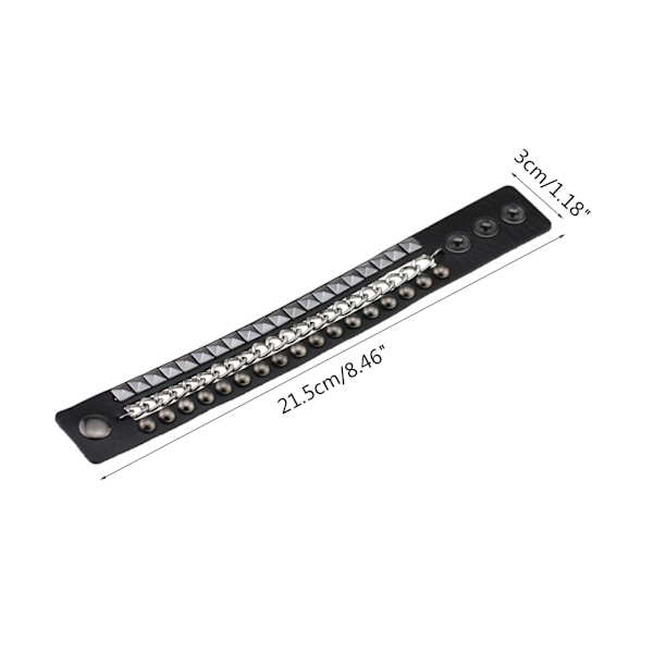 Punk Armband för Män och Kvinnor - Gotiskt Svart Läderarmband med Nitar och Nit Manschettknappar, Justerbart Flerskiktsarmband