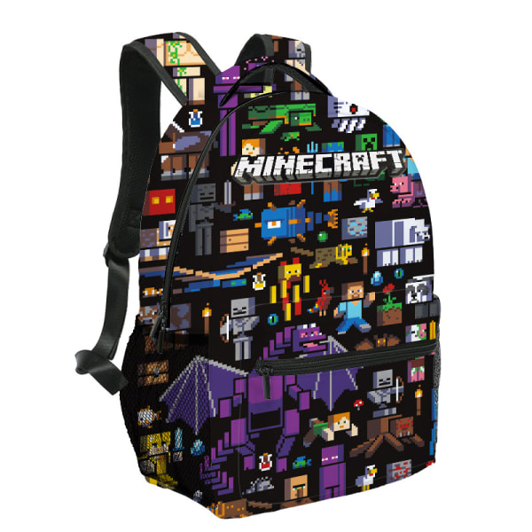 Minecraft skolväskor för grund- och gymnasieelever, barnryggsäckar, stor kapacitet, bekväma och lätta att bära B