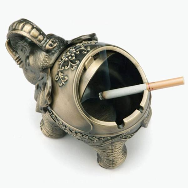 Askkopp, askkopp med lock, vindskyddad elefant (brons)