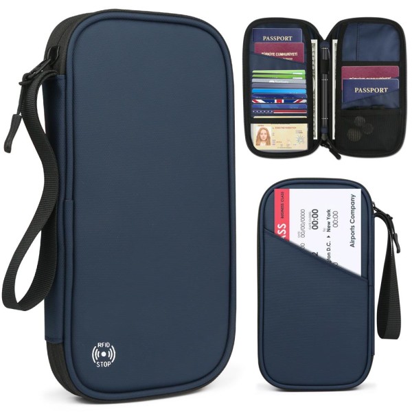 RFID-säker reseplånbok passfodral blue