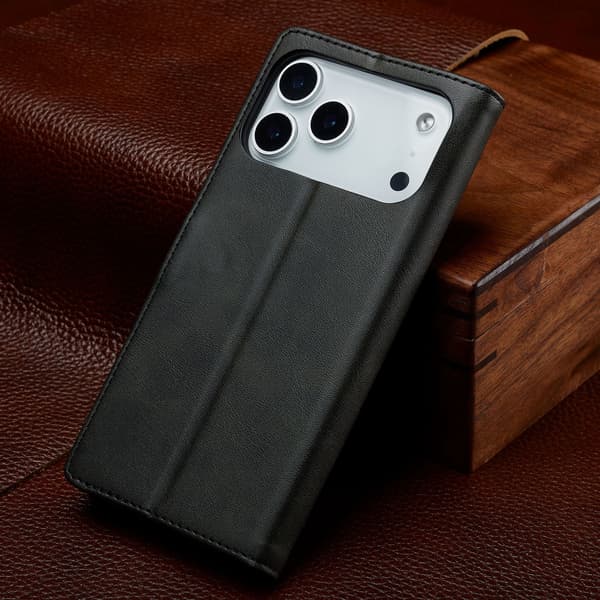 Compatible with iPhone 17 Pro - Flip Cover Protective Wallet Case / Black