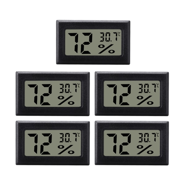 INF Mini digital hygrometer / termometer 5-pack Sort