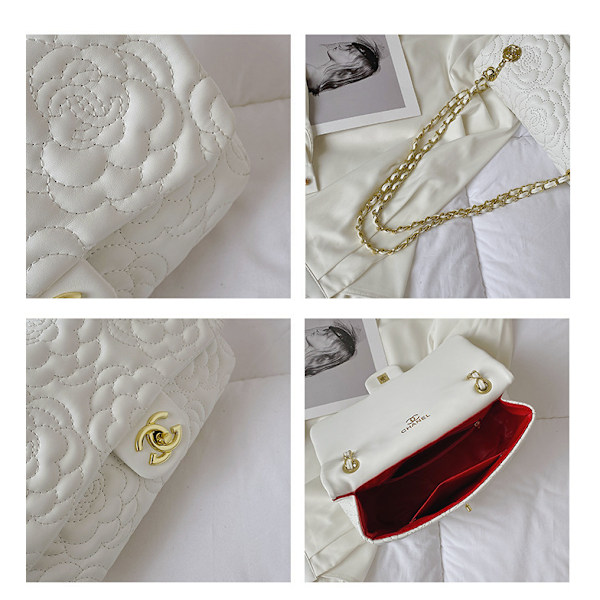 2025 ny modetrend mångsidig diamantrutnätskedjeväska explosivt temperament enkel axelremsväska crossbody-väska damväska White
