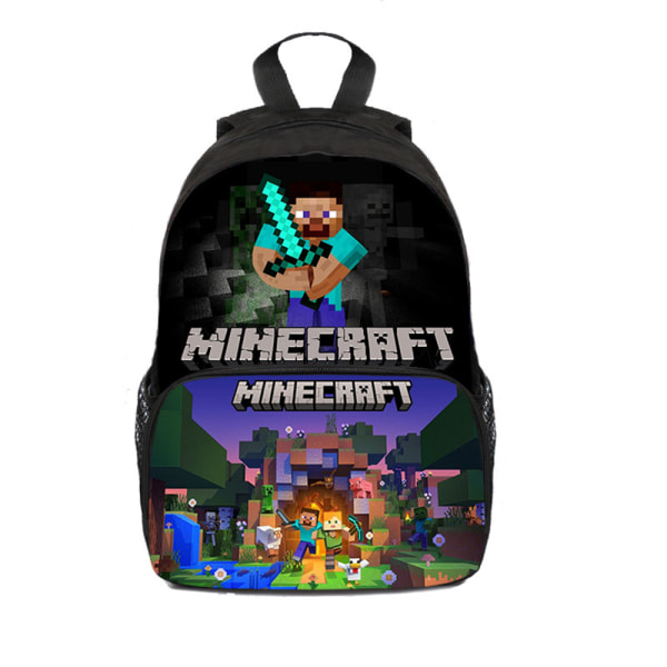 Minecraft Ryggsäck för barn Skolväska Print Gaming Bookbag B