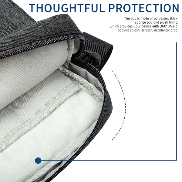 Minimalistisk tablettväska för iPad, passar 11-tums surfplattor och bärbara datorer, enkel axelrem/crossbody-väska (svart grå)