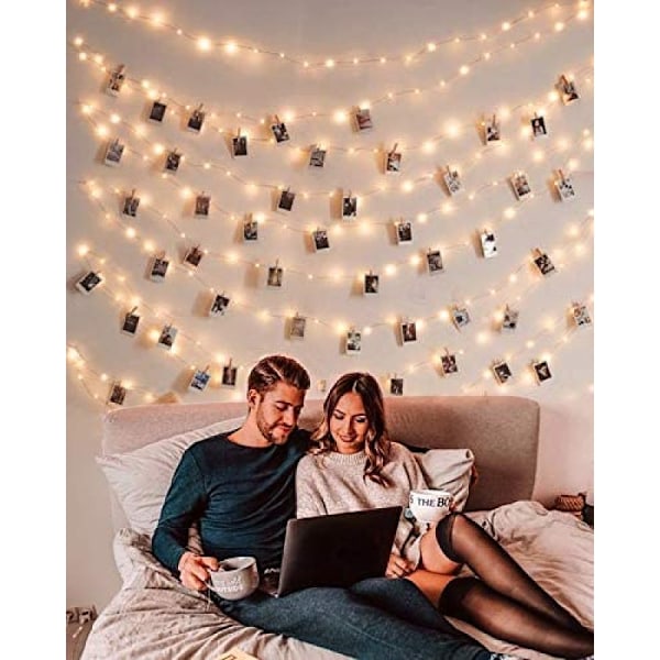 10M 100 LED-lampor med 50 klämmor
