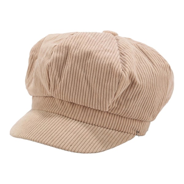 Enfärgad ljus kärna fluffig hatt, barns trendiga ankbill hatt mångsidig höst och vinter konstnärlig målarmössa brittisk retro åttakantig hatt Khaki