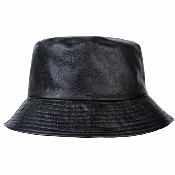 Retro Solskyddshätta Hinkhatt Neutral Mode Hinkhatt PU Läder Regntät Hätta Vattentät (Svart) Black