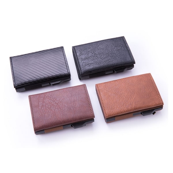 PU RFID-blockerande plånbok med automatisk popup-funktion för kreditkort, för män Carbon fiber black