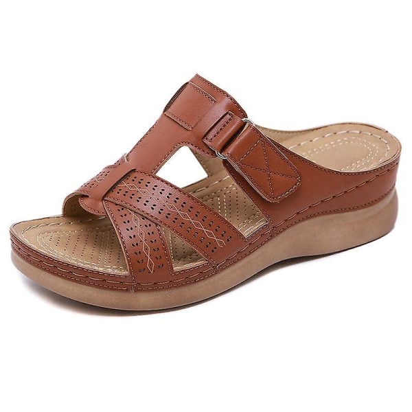 Sommar kvinnor Premium ortopediska sandaler med öppen tå Brun 40 Brown