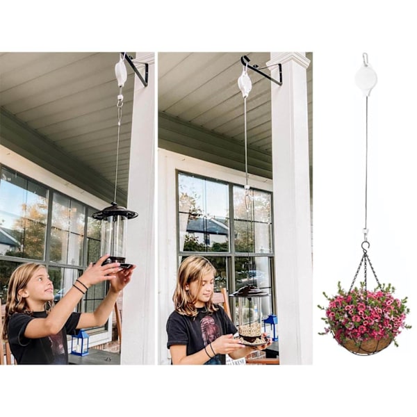 2 st Trädgårds Utdragbar Hak Lyftbar Hängande Korg Blomma Kruka Fågelbur Utdragbar Hem Sticky Hook Stretch white