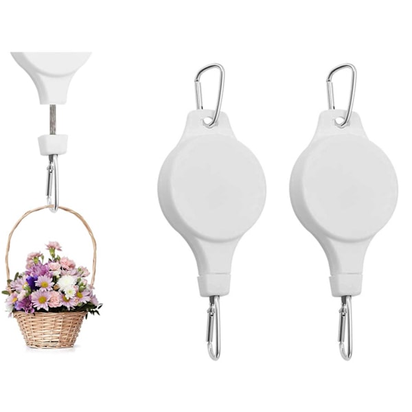 2 st Trädgårds Utdragbar Hak Lyftbar Hängande Korg Blomma Kruka Fågelbur Utdragbar Hem Sticky Hook Stretch white