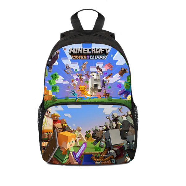 Minecraft Ryggsäck för barn Skolväska Print Gaming Bookbag E