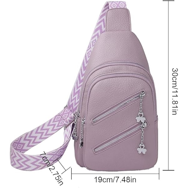 Mjukt läder casual dam crossbody väska bred axelrem sport PU läder axelväska dam bröstväska bröstväska multi fack midje bälte väska Purple