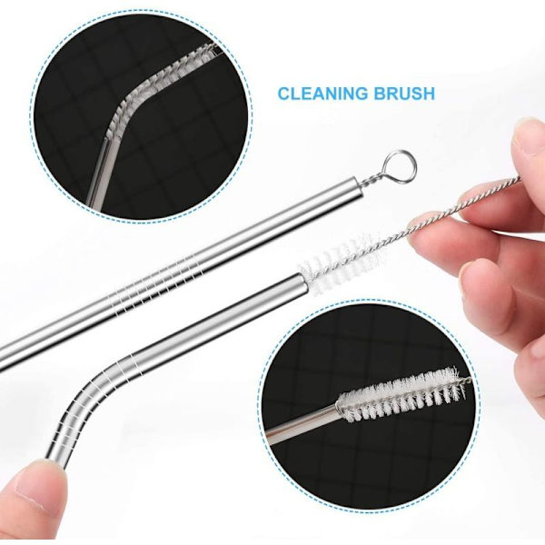 8-PACK Rostfria Metallsugrör silver