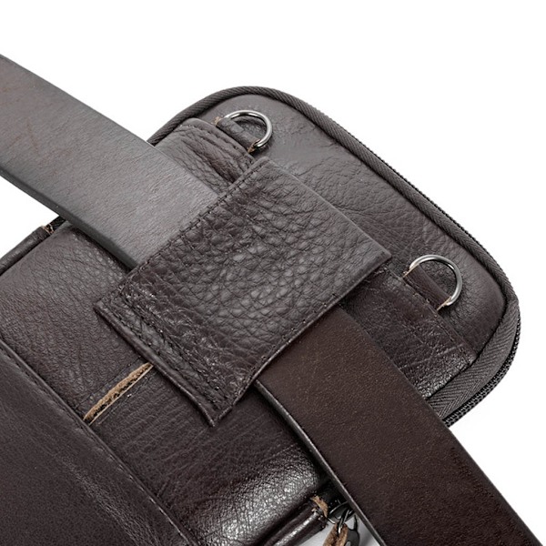 Herr äkta läder Mode telefonväska Bältesväska Axel Crossbody midjepaket