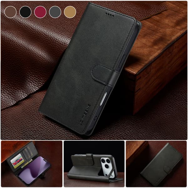 Compatible with iPhone 17 Pro - Flip Cover Protective Wallet Case / Black