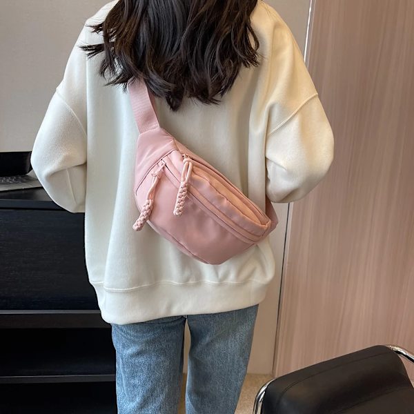 Bröstväska Bananväska för kvinnor Sling Crossbody Midjeväska Canvas Löpning Midjeväska Casual Fanny Packs Sport Halvmåne Bältesväska Rosa 29x13x10cm Pink