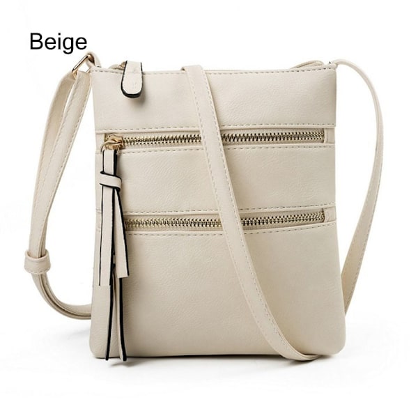 Crossbody-väska för kvinnor Dragkedja BEIGE Beige