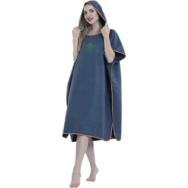Unisex badrock Poncho strandhandduk mikrofiber Snabbtorkande badrock Poncho med huva Badhandduk (marinblå) navy blue