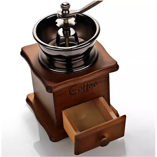 Klassisk Mini Handvevad Solid Trä Kaffekvarn Keramisk Kärna Kaffeböna Grinder Malmaskin Kaffemaskin brown