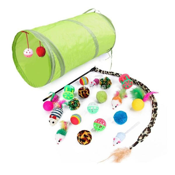 21 delar kattleksaker, kattleksak husdjursleksaker för katt kattunge Kitty, Cat Tunnel Cat Ball Toy Kattunge Lek