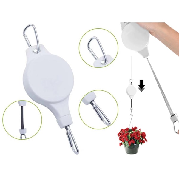 2 st Trädgårds Utdragbar Hak Lyftbar Hängande Korg Blomma Kruka Fågelbur Utdragbar Hem Sticky Hook Stretch white