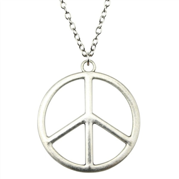 Halsband Peace Fredssymbol LÅNG KEDJA Symbol silver