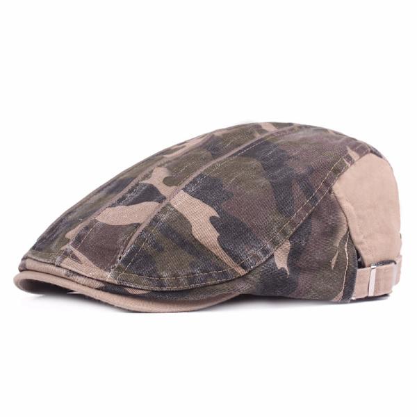 Baskerhatt Kamouflage Peaked Cap Herr Basker Vår och höst Utomhus Solhatt Tvättad bomull Advance Hattar Cap Khaki Adjustable Khaki