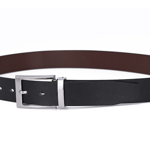 Herrar Spänne Bälte i Läder, Mode Herrbyxor Bälte Dubbelsidigt Tvålagers Läder (Svart) 135 CM (midjemått) Black