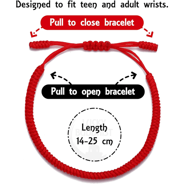 Tibetansk stil kreativt handvävt diamantknutet rep tjockt avancerad känsla svart rep man kvinna par armband justerbar storlek Red