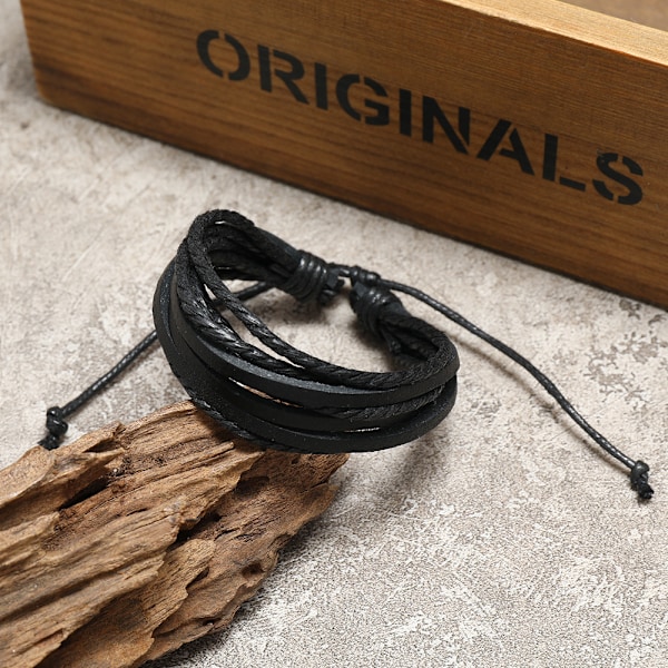Ledigt retro kohuds handvävt armband brittisk stil herr- och damsmycken fashionabla studentsmycken black