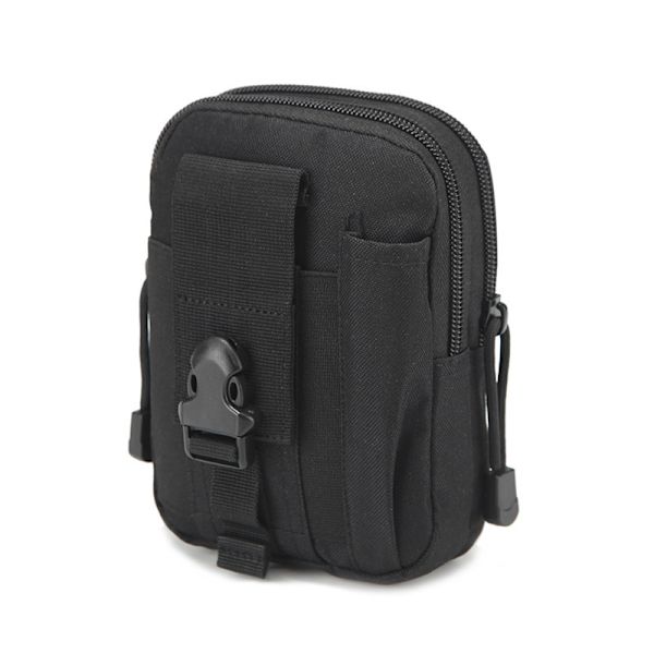 Taktisk midjeväska i nylon - svart - multifunktionell Molle EDC-väska för utomhusbruk, vandring, bergsklättring och cykling