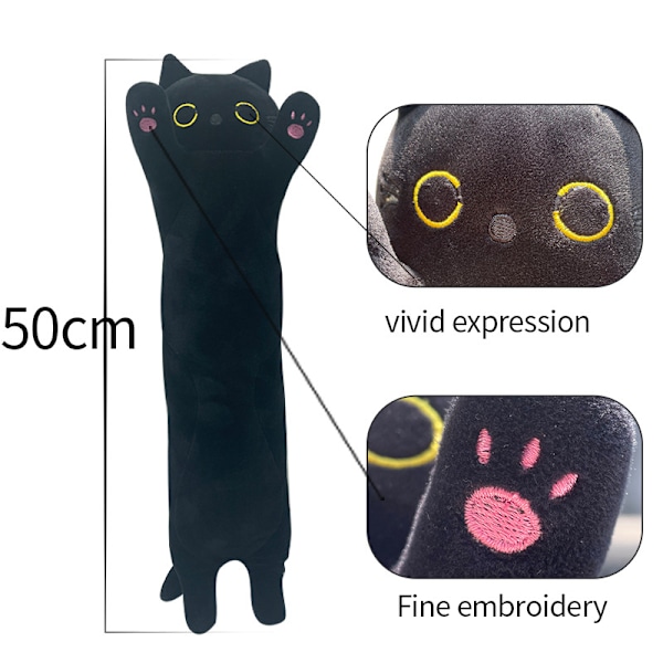 50 cm lång svart katt lång katt kudde katt sovkudde sängkudde