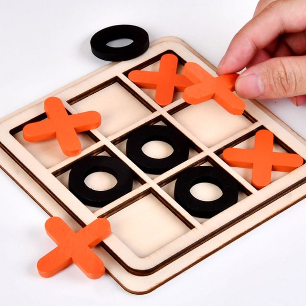 Tre i rad-spel i trä - Osorterade färger multicolor