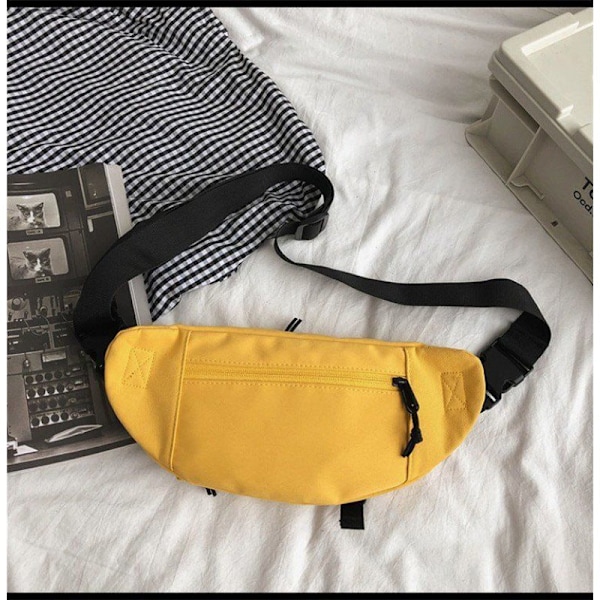 Trendig midjeväska i nylon för män och kvinnor - perfekt för studenter, sport och vardag - enkel axel- och crossbody-väska för mobiltelefon Yellow Frog