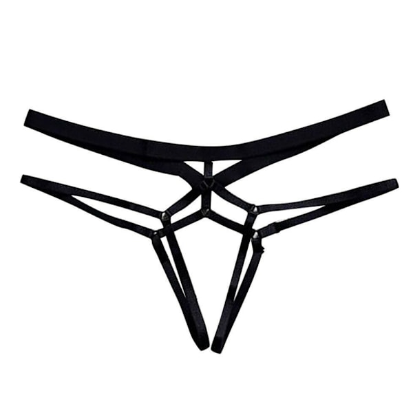 Kvinnors Lingerie Spets Upp Trosor Trosa Nattkläder Alla Hjärtans Dag Svart 3XL Black