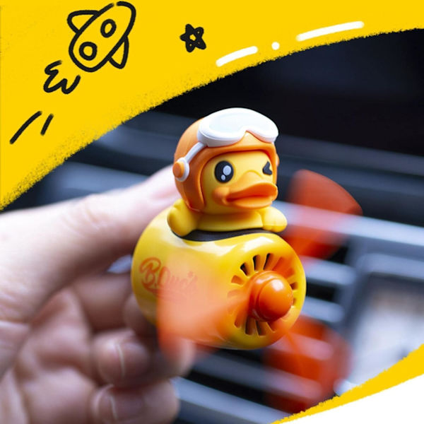 Luftfräschare för bil, Pilotbjörn bilspridare med roterande propellerventilationsfräschare Aromaterapiprydnader Biltillbehör (gul stil) YellowStyle