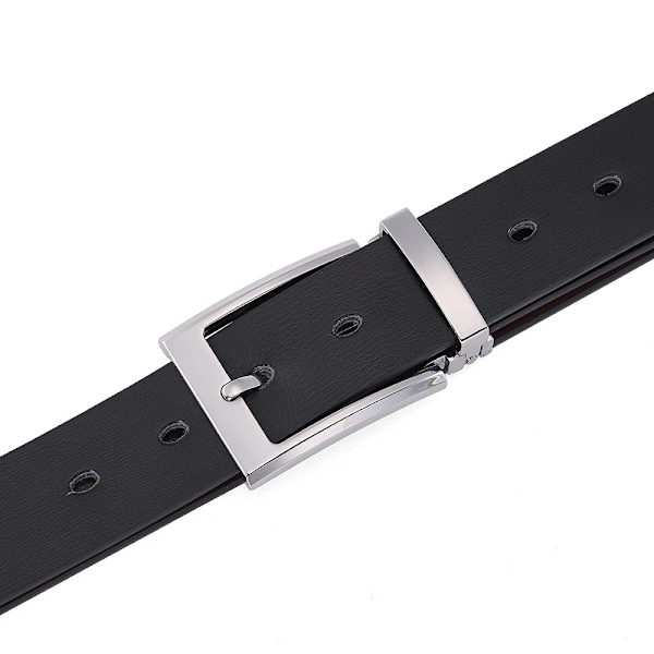 Herrar Spänne Bälte i Läder, Mode Herrbyxor Bälte Dubbelsidigt Tvålagers Läder (Svart) 140 CM (midjemått) Black