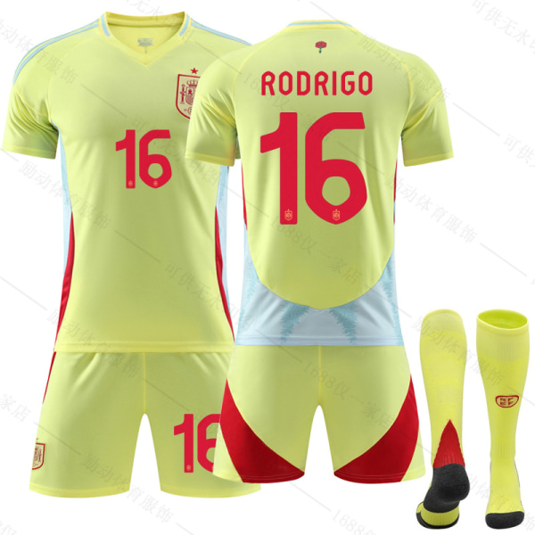 Mub- 2024 Spanien borta EM fotbollströja 16 RODRIGO 22 16 RODRIGO