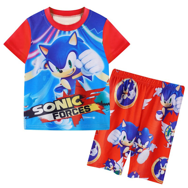 Sonic The Hedgehog Pojk Baddräkt Badkläder Barn T-shirt Shorts Set - Perfekt Röd 120CM Red