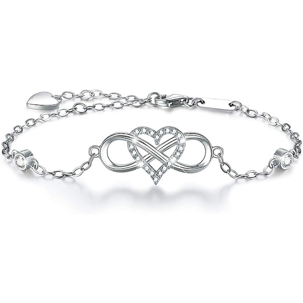 925 silver personlighet ∞ symbol stora siffror 8 ord hjärta armband dam handsmycken med silver E