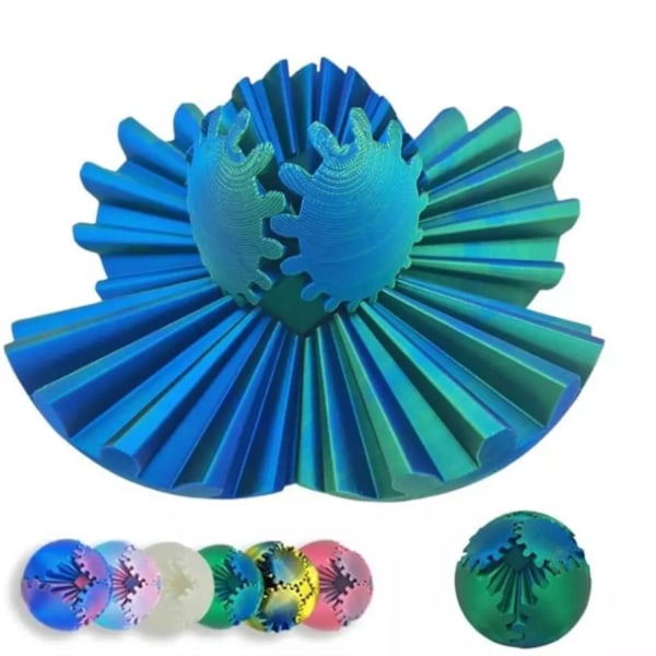 Växelboll Fidget, 3D-tryckt växelboll Spin Ball Fidget Toy Perfekt för stress, för stress och ångestlindring (10,5 cm) Blue